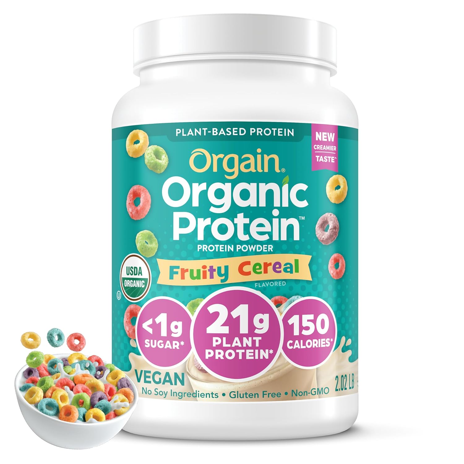 Orgain Organic Vegan Protein Powder - 21g Plant Protein, 8g Prebiotic Fiber - 2.03 lb