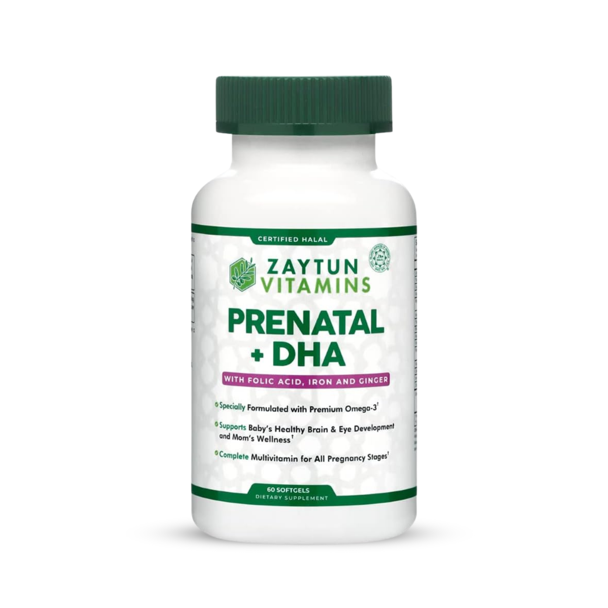 Prenatal Vitamins | DHA & Ginger, 60 Count