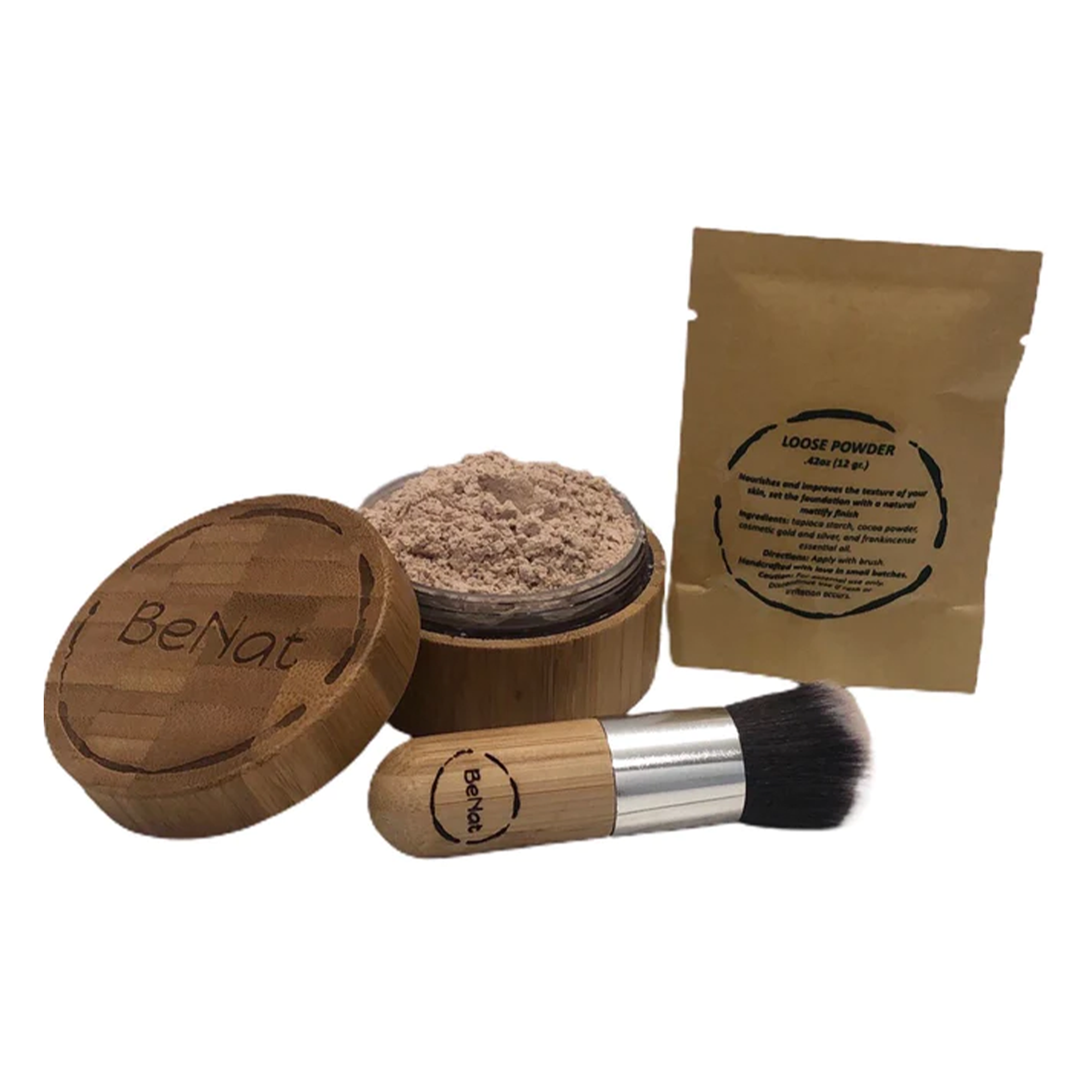 Translucent Loose Powder Set | Bamboo Container, Refill Bag, 0.4 oz