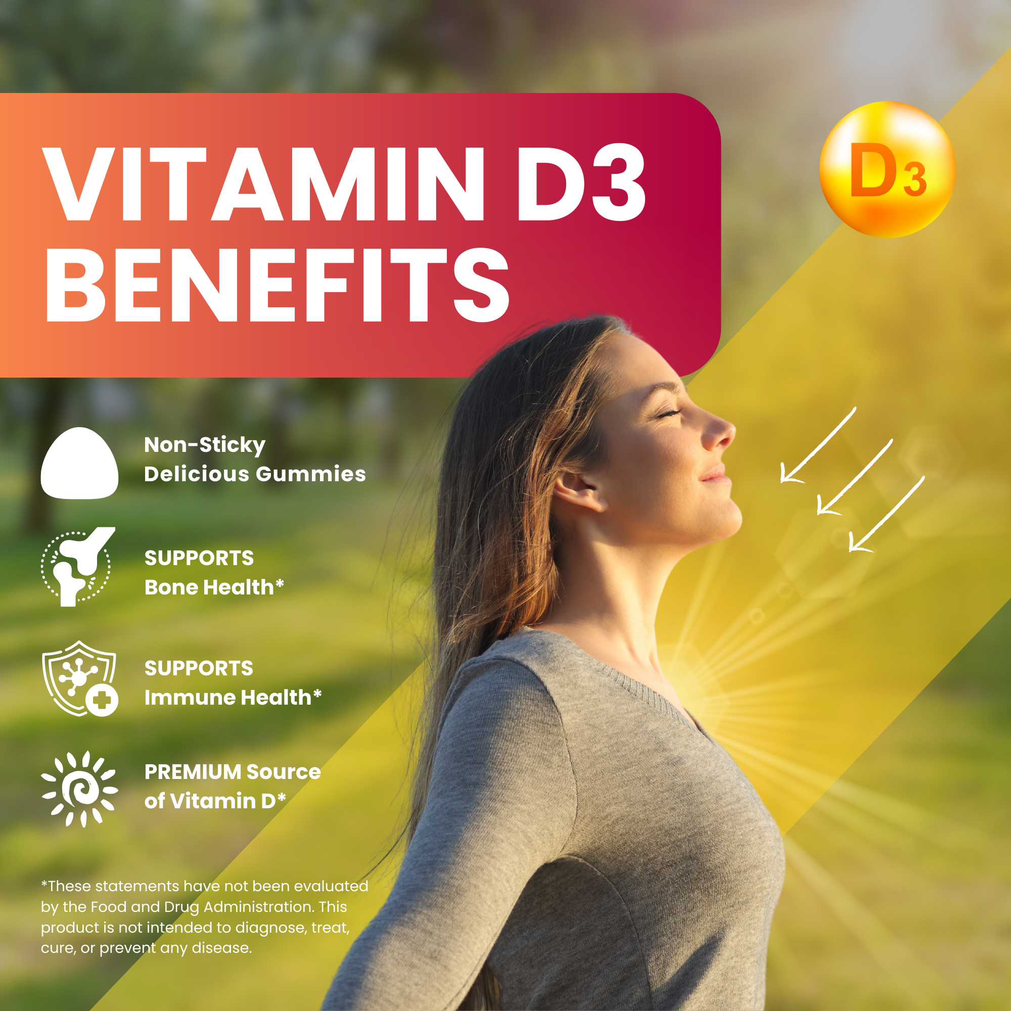 Vitamins & Supplements | Halal Vitamin D3 Gummies, 2000 IU, 3 Pack