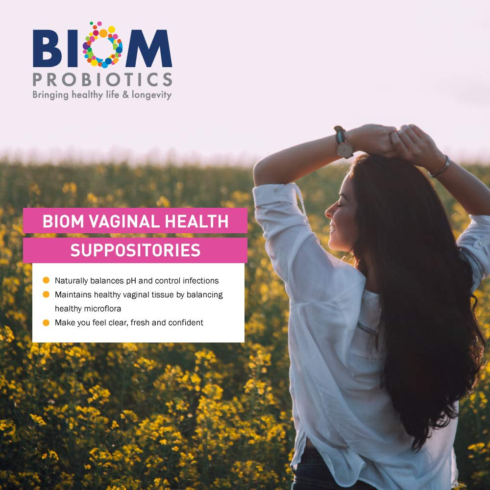 Biom Vaginal Probiotic Suppository: Natural Vaginal Ph and Odor Control Regimen; Balance and Nourishes Vaginal Microbiome; No Parabens, No Preservatives (15 Count)