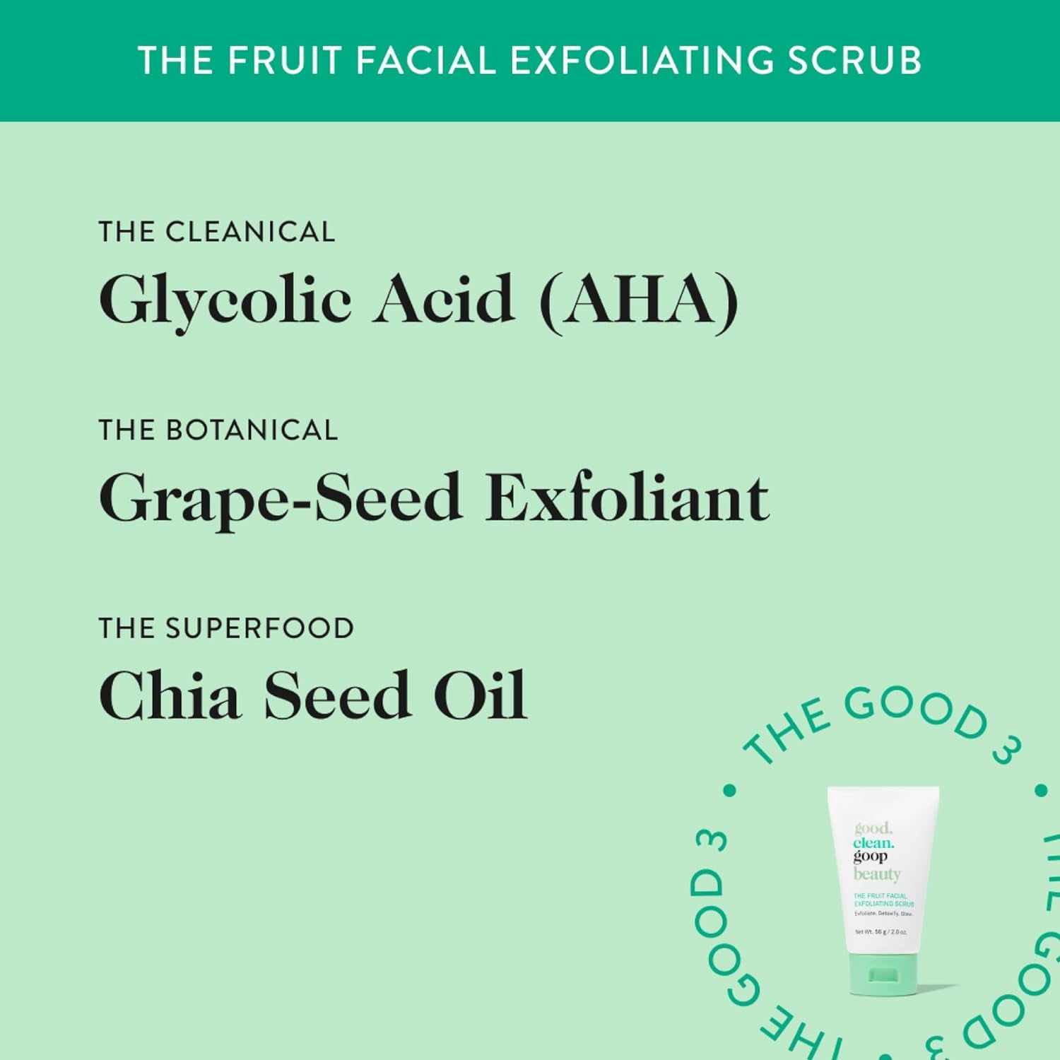 Beauty the Fruit Facial Exfoliating Scrub | Gentle Face Exfoliator to Smooth Skin Texture | AHA Glycolic Acid, Grape Seed Exfoliant & Chia Seed Oil | Cruelty Free | 2 Fl Oz