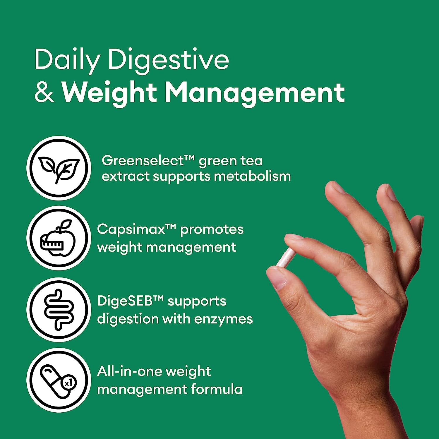 Probiotics for Weight Management & Bloating - 6 Probiotic Strains - Prebiotics - Key Ingredient Cayenne & Green Tea - Supports Gut Health - Weight Management for Women & Men - 30 CT