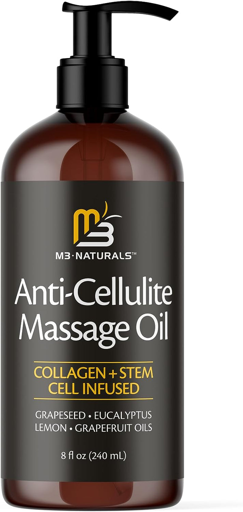 Anti Cellulite Massage Oil for Massage Therapy - Collagen and Stem Cell Skin Tightening Cellulite Cream for Women - 8 Fl Oz by