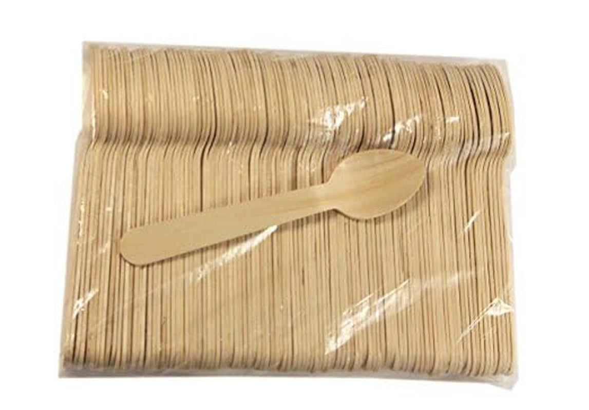 Disposable Wooden Cutlery Spoons, Compostable and Earth Friendly, 6.25 Inch Length - Pack of 100 Spoons