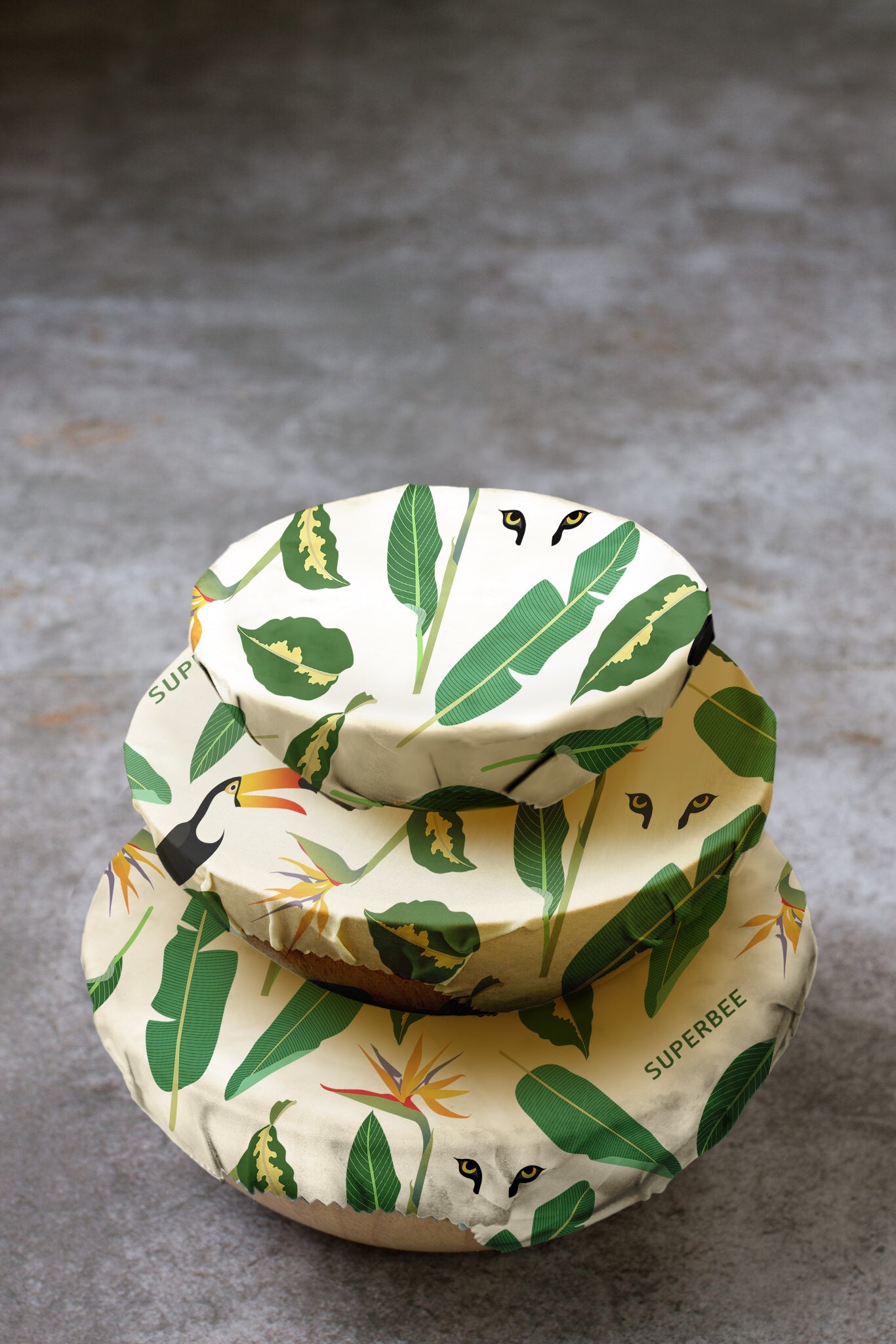 Beeswax Wraps “Beeginner” Set of 3 Sizes - Jungle