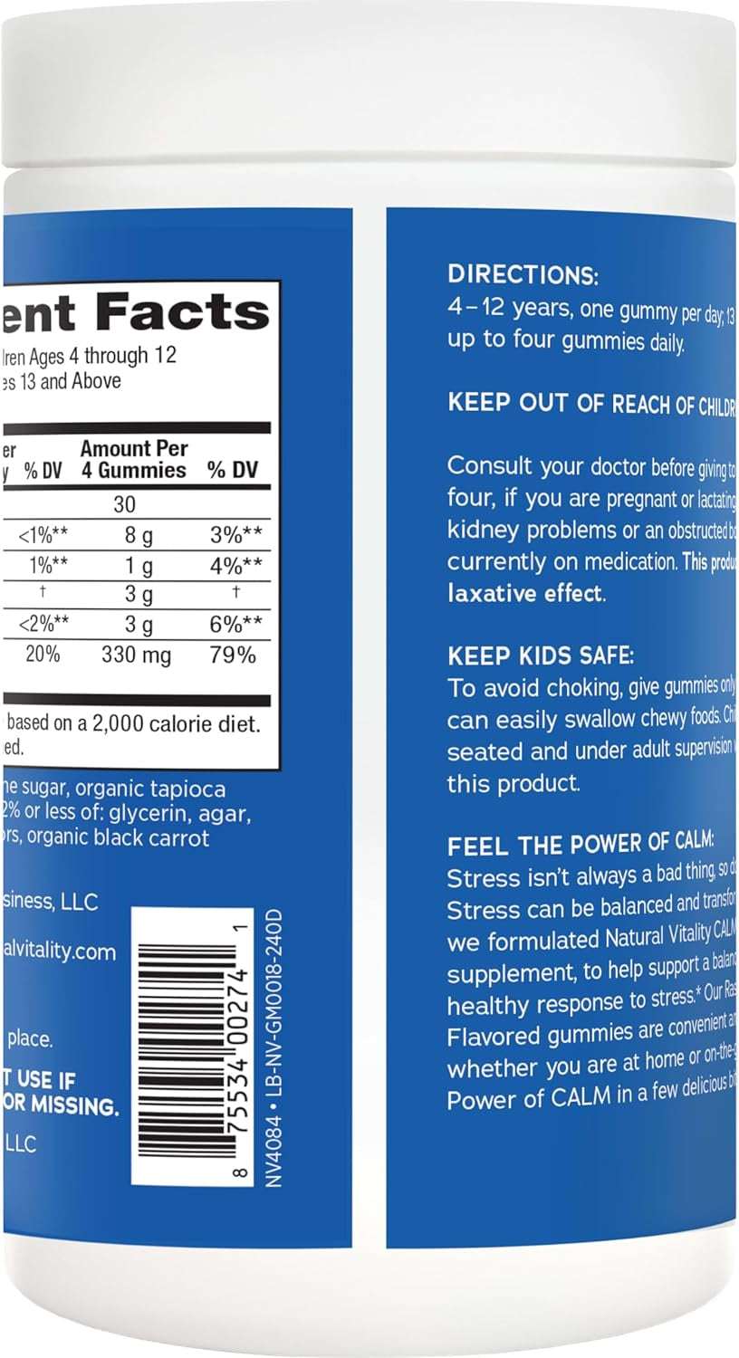 Calm, Magnesium Citrate Supplement, Stress Relief Gummies, Supports a Healthy Response to Stress, Gluten Free, Vegan, Raspberry Lemon, 240 Gummies (Packaging May Vary)