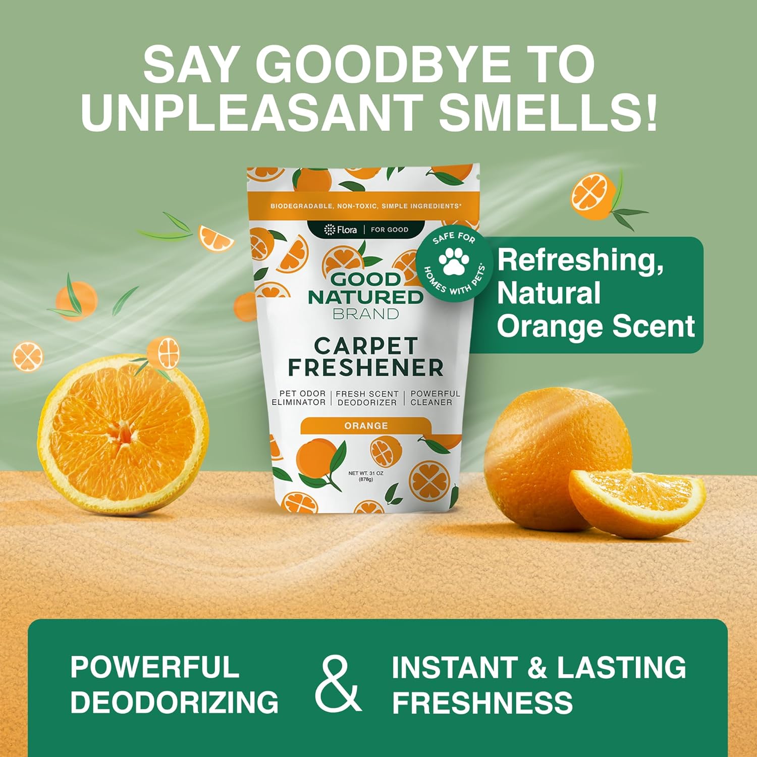 Good Natured Brand - Carpet Freshener & Deodorizer Powder | Orange - 31 fl oz