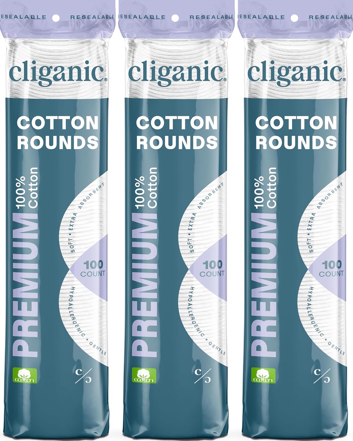 Cliganic Cotton Rounds - Lint-Free, Hypoallergenic Makeup Remover, 100% Pure Cotton - 300 Count