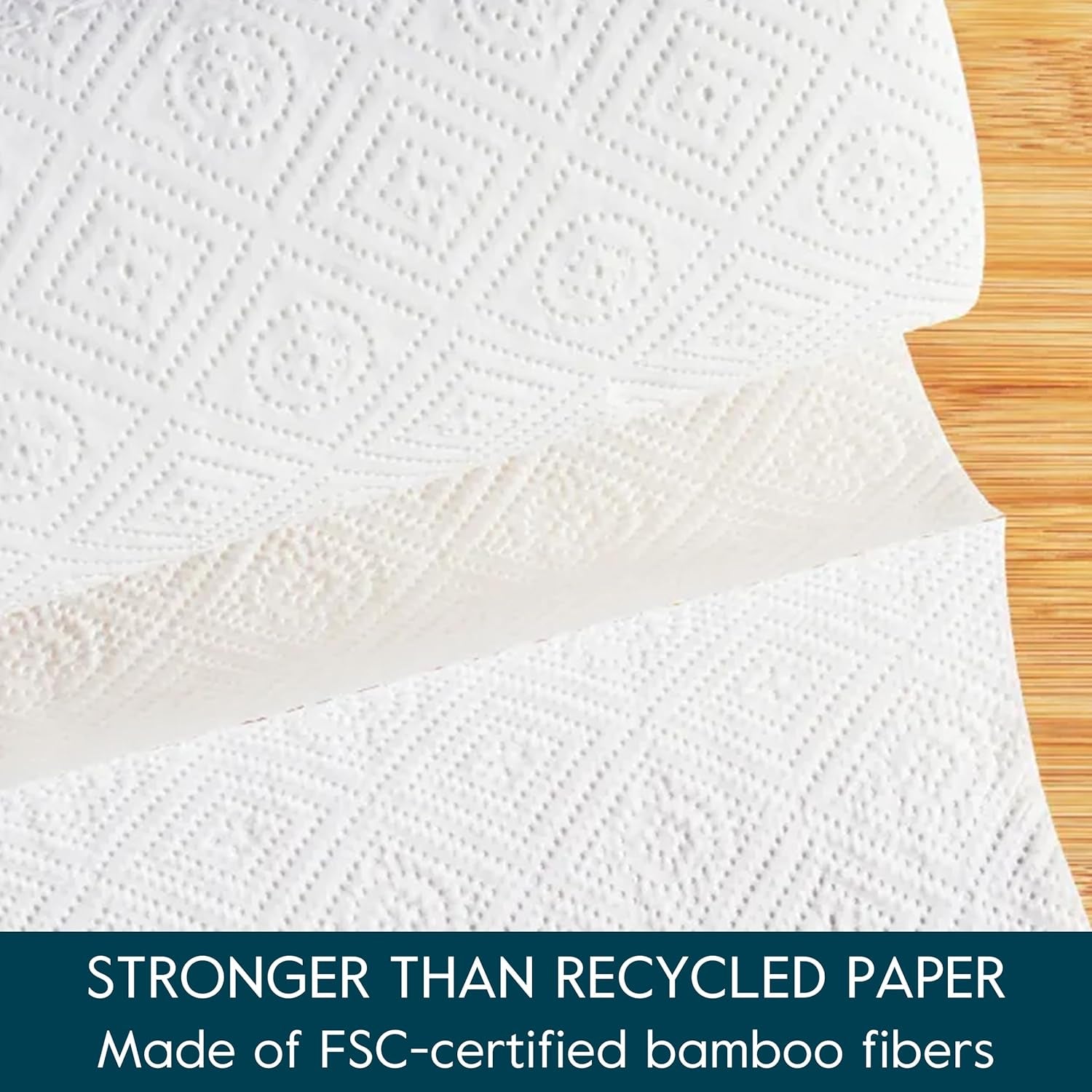 Bamboo Paper Towels, Tree Free & Sustainable Kitchen Paper Towels, Strong & Absorbent with Custom Select Sheets for Less Waste, Zero Plastic Waste. 140 X 2-Ply Sheets per Roll, 6 Pack Rolls