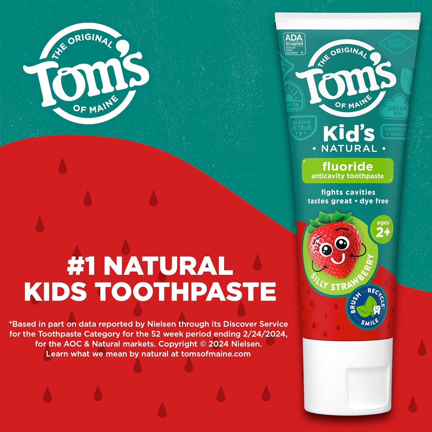 ADA Approved Fluoride Children'S Toothpaste, Natural Toothpaste, Dye Free, No Artificial Preservatives, Silly Strawberry, 5.1 Oz. 3-Pack (Packaging May Vary)