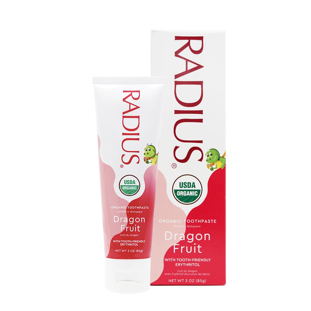 RADIUS Organic Kids Toothpaste - Promotes Gum Health, Non-Toxic, Dragon Fruit Flavor - 3oz