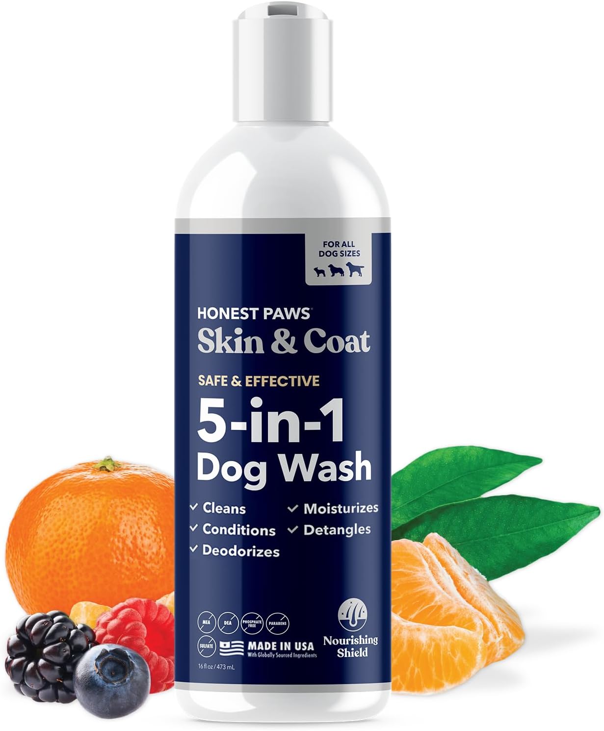 Honest Paws Dog Shampoo - Moisturizing Relief for Allergies, Natural Ingredients - 16 Fl Oz