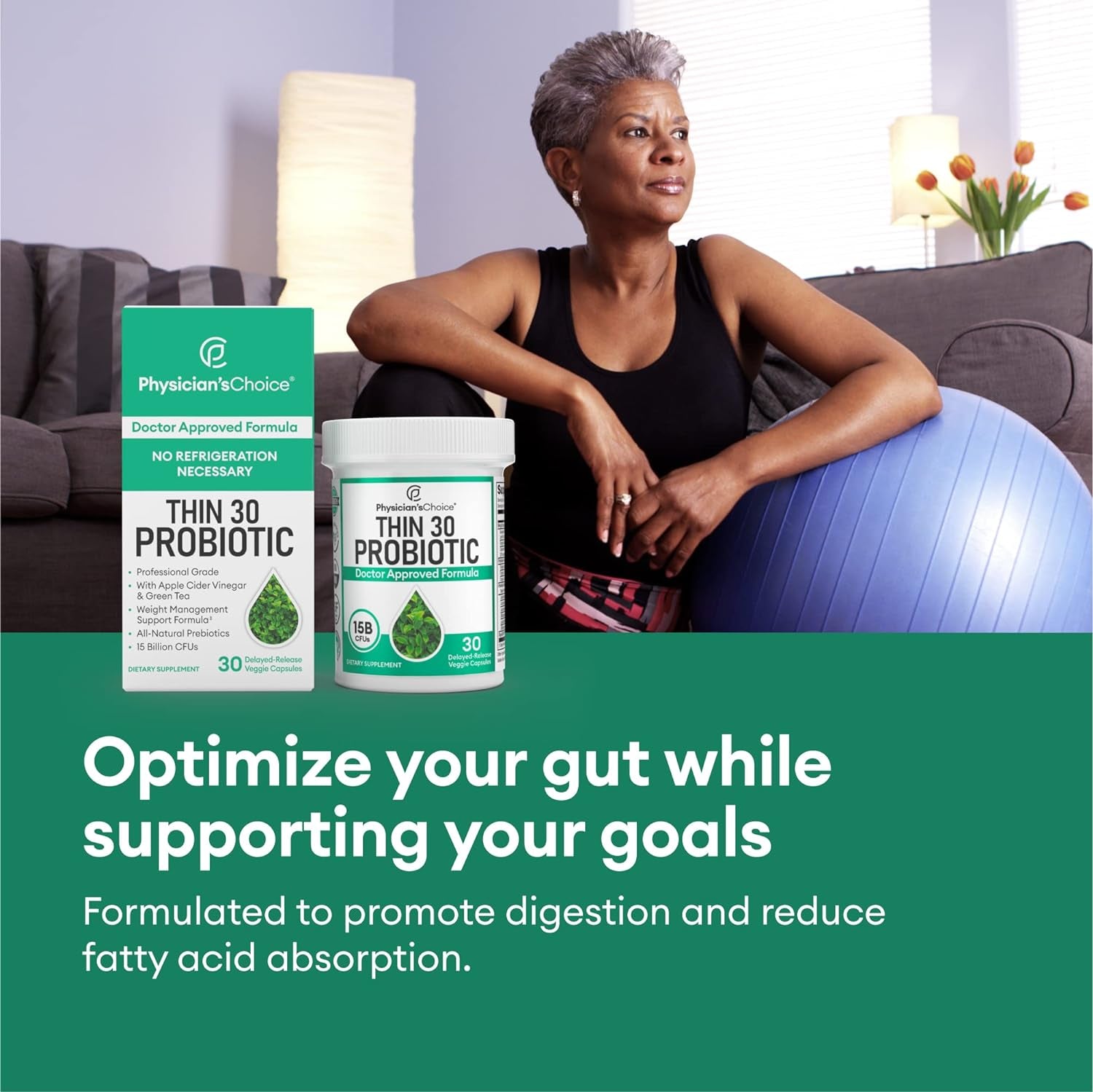 Probiotics for Weight Management & Bloating - 6 Probiotic Strains - Prebiotics - Key Ingredient Cayenne & Green Tea - Supports Gut Health - Weight Management for Women & Men - 30 CT