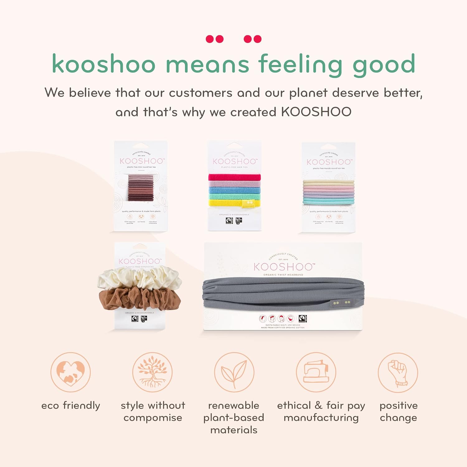 KOOSHOO Mini Hair Ties - No-Damage Organic Cotton, Strong & Stylish - 12ct for Thick Hair