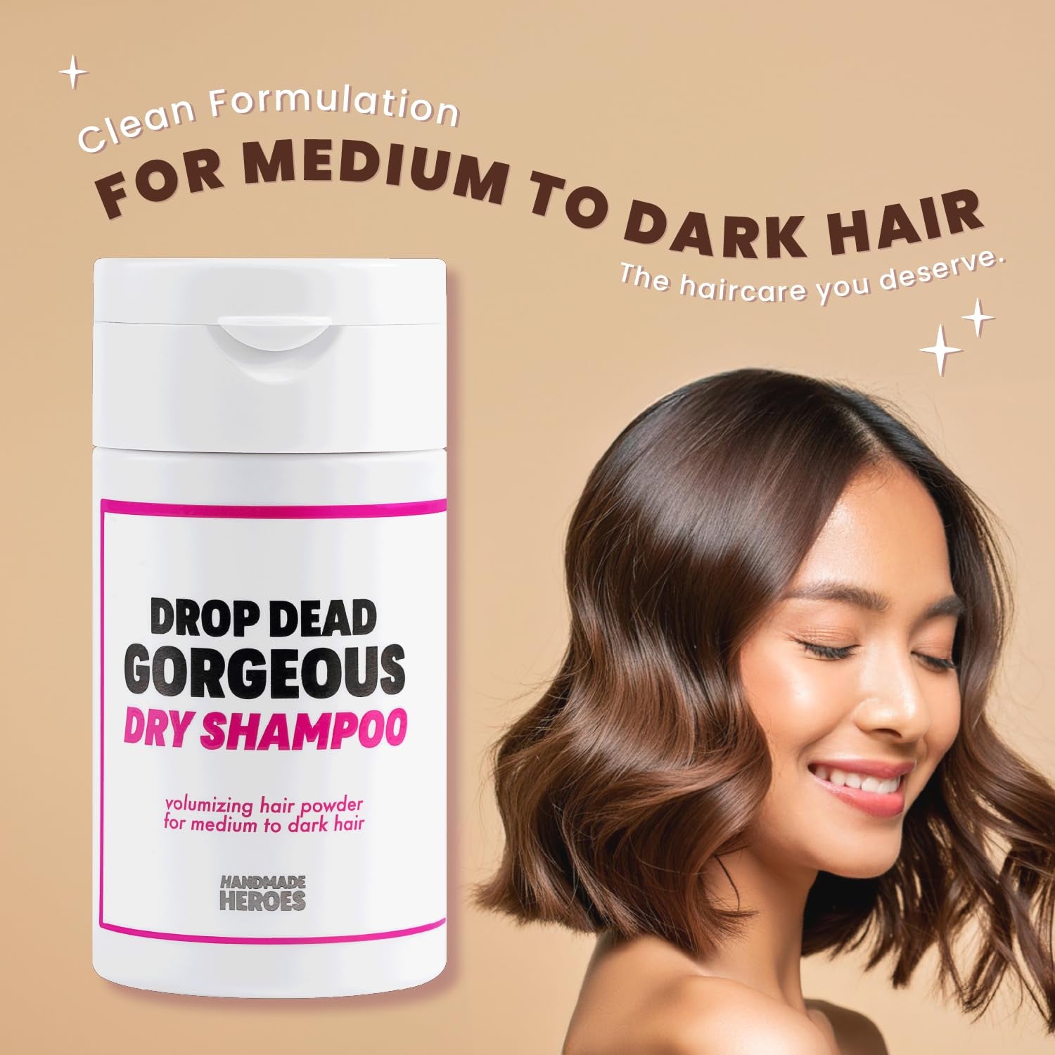 Non Aerosol Dry Shampoo Volume Powder | 1.8Oz | 100% Natural & Vegan | for Dark Hair & Brunette Hair