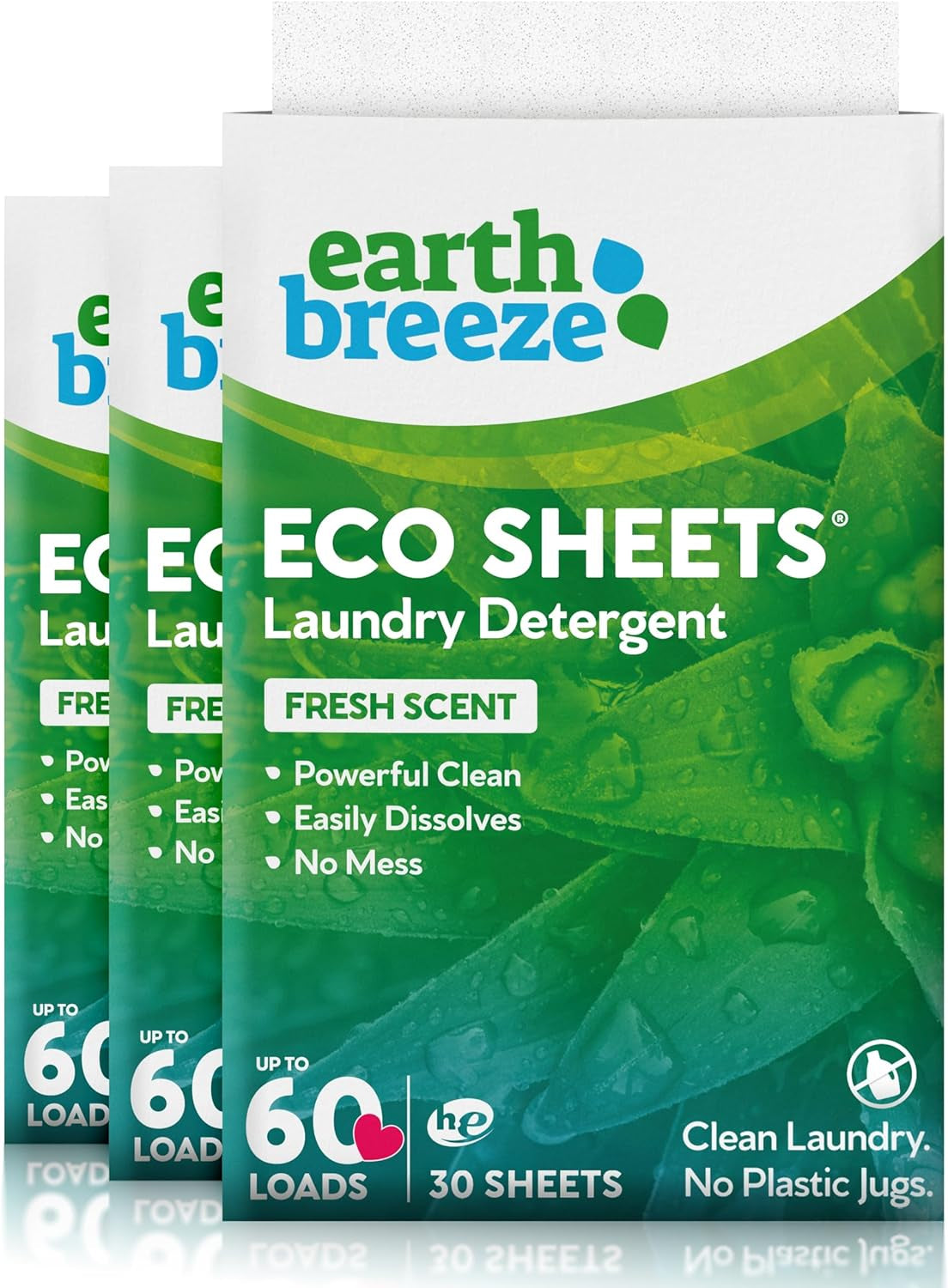 Laundry Detergent Sheets - 90 Detergent Sheets - (3 Pack) 30 Sheets per Pack - 180 Loads - Concentrated Liquidless Laundry Soap - No Plastic Jug - Fresh Scent