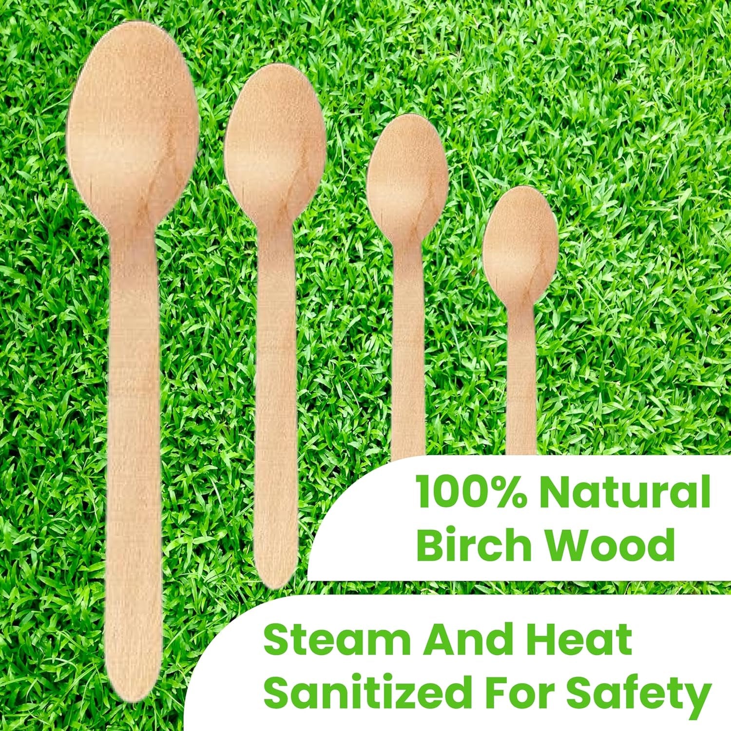 Disposable Wooden Cutlery Spoons, Compostable and Earth Friendly, 6.25 Inch Length - Pack of 100 Spoons