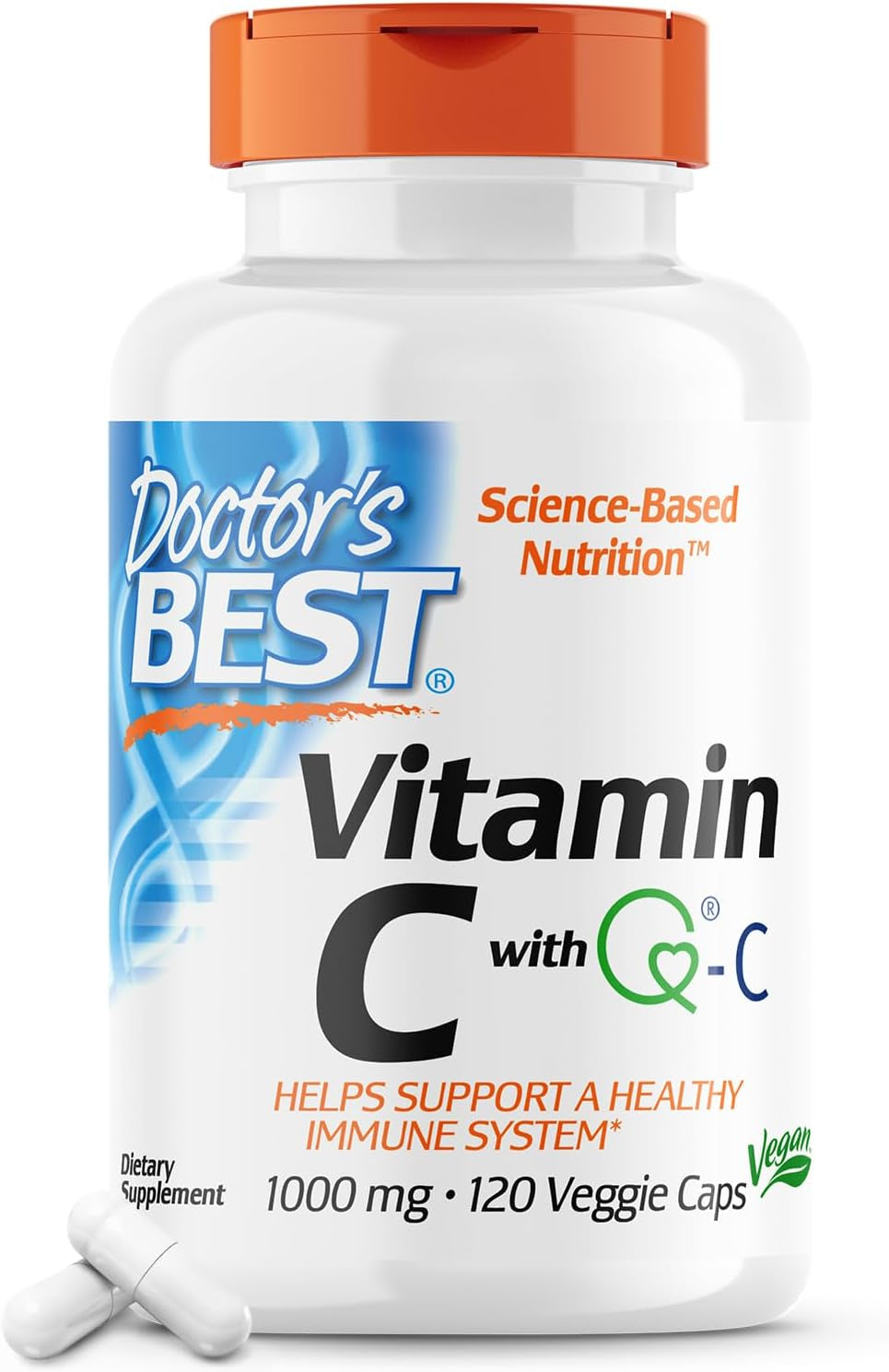 Vitamin C with Q-C - Vitamin C 1000Mg Non-Gmo, Vegan, Gluten Free, Soy Free, Sourced from Scotland Veggie Caps, 120 Count