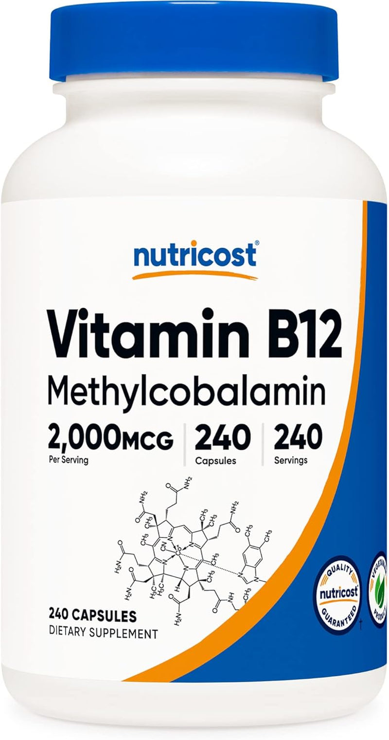 Vitamin B12 (Methylcobalamin) 2000Mcg, 240 Capsules - Vegetarian Caps, Non-Gmo, Gluten Free B12 Supplement