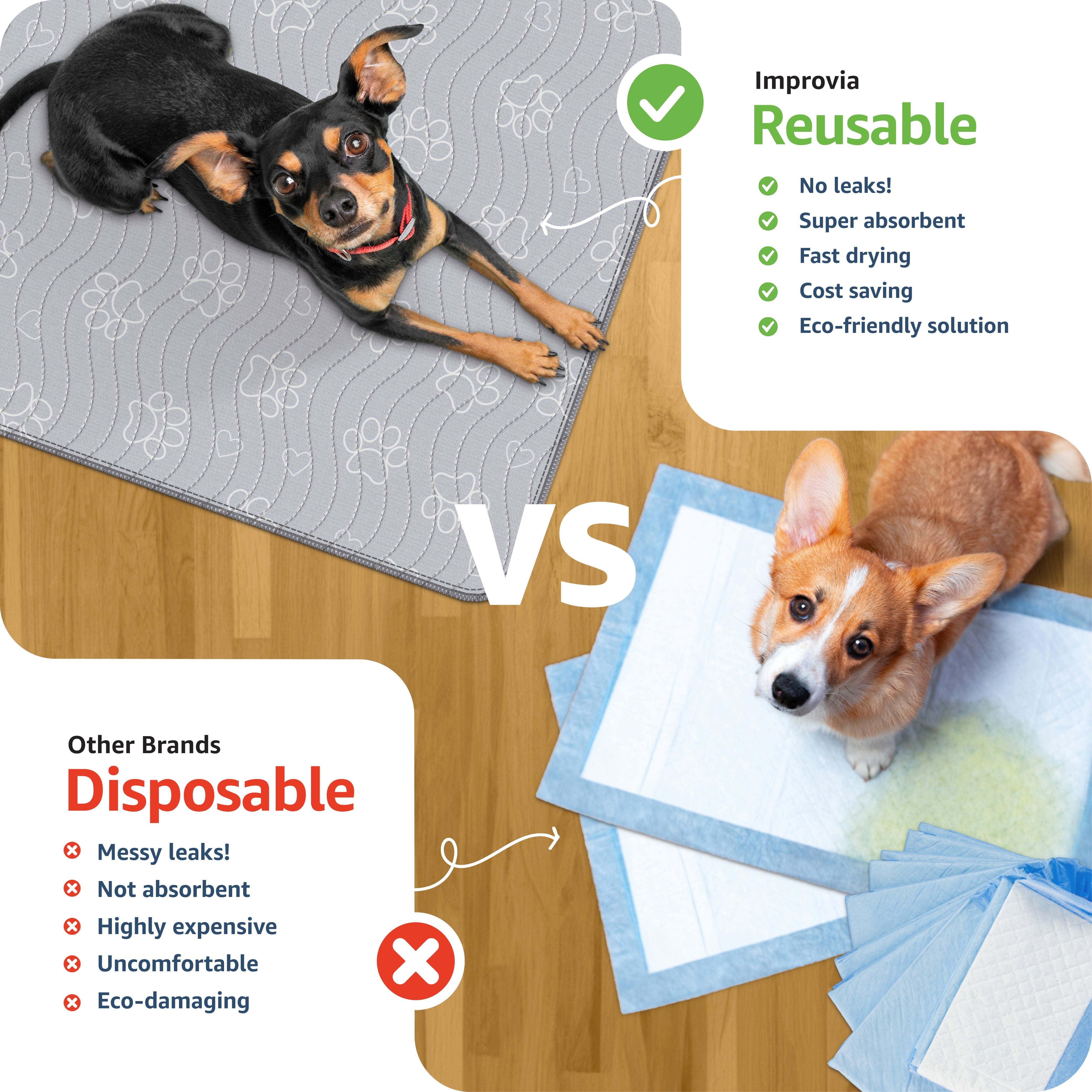 Pack of 2 Reusable Puppy Pad - 36" x 41" - Medium