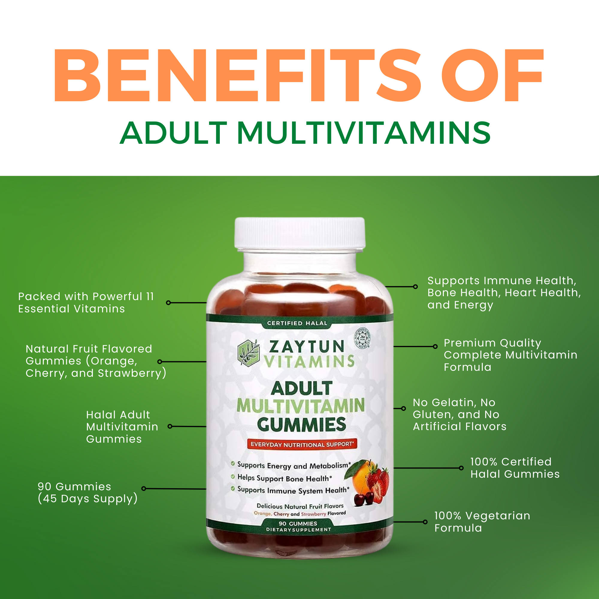 Multivitamin Gummies | Halal, Adult Formula