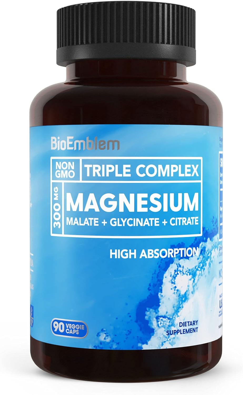 BioEmblem Triple Magnesium Complex - Supports Muscle, Nerve Health & Energy, Vegan - 90 Capsules