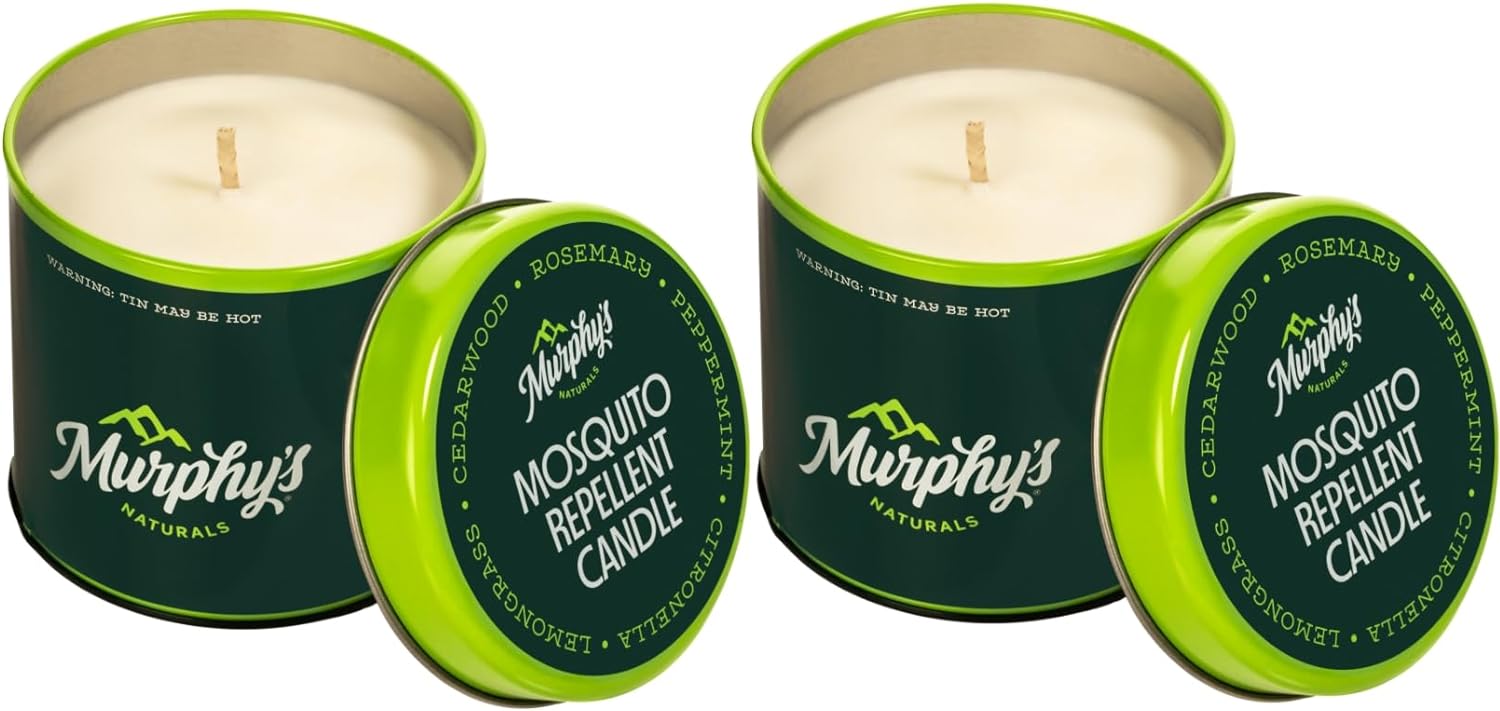 Murphy's Naturals Mosquito Repellent Candle - Plant-Based Formula, 30-Hour Burn Time, 2 Pack