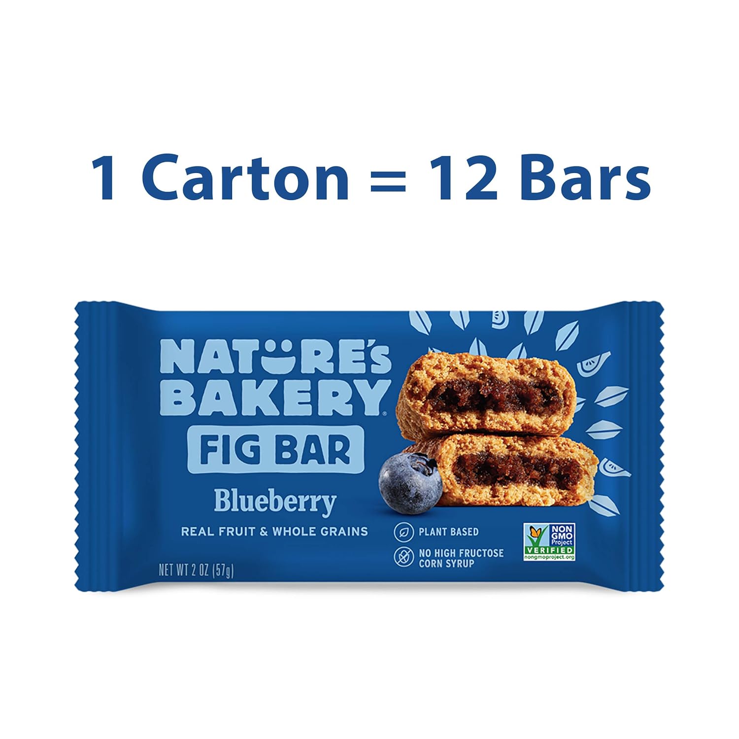 Nature's Bakery Whole Wheat Fig Bars - Real Blueberry, Vegan, Non-GMO - 12 Twin Packs