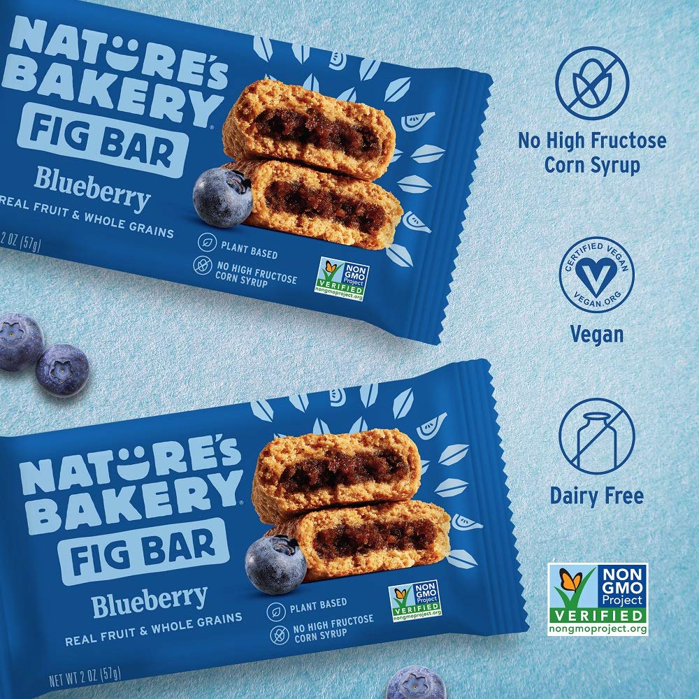 Nature's Bakery Whole Wheat Fig Bars - Real Blueberry, Vegan, Non-GMO - 12 Twin Packs