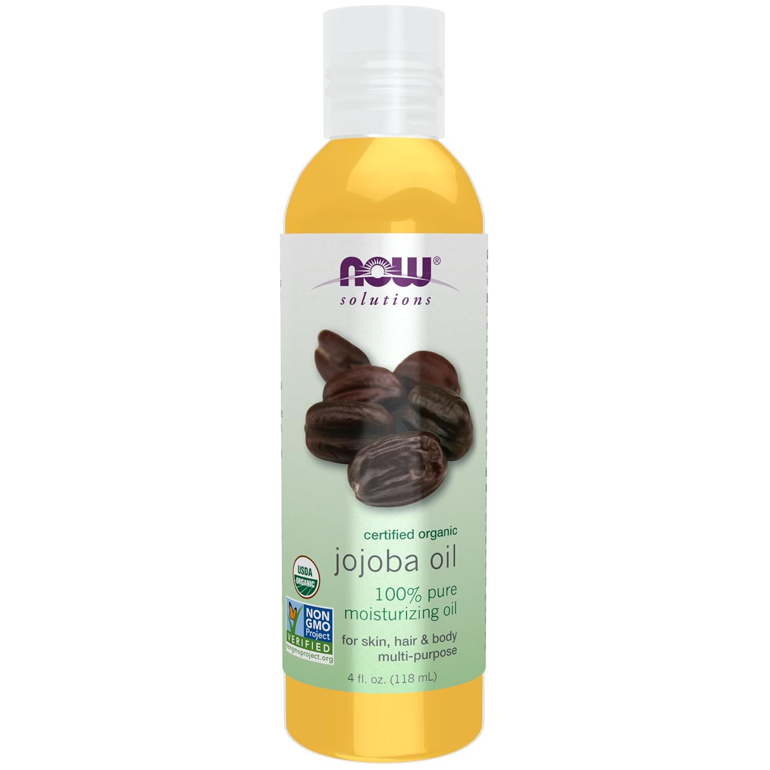 NOW Foods Organic Jojoba Oil - Moisturizes Skin & Hair, Non-GMO, Vegan - 4oz Multi-Purpose Oil