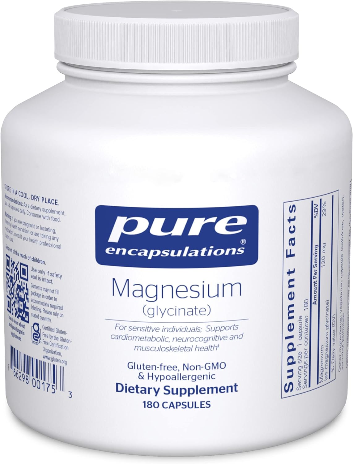 Pure Encapsulations Magnesium Glycinate - Supports Stress Relief, Sleep & Heart Health - 180 Caps