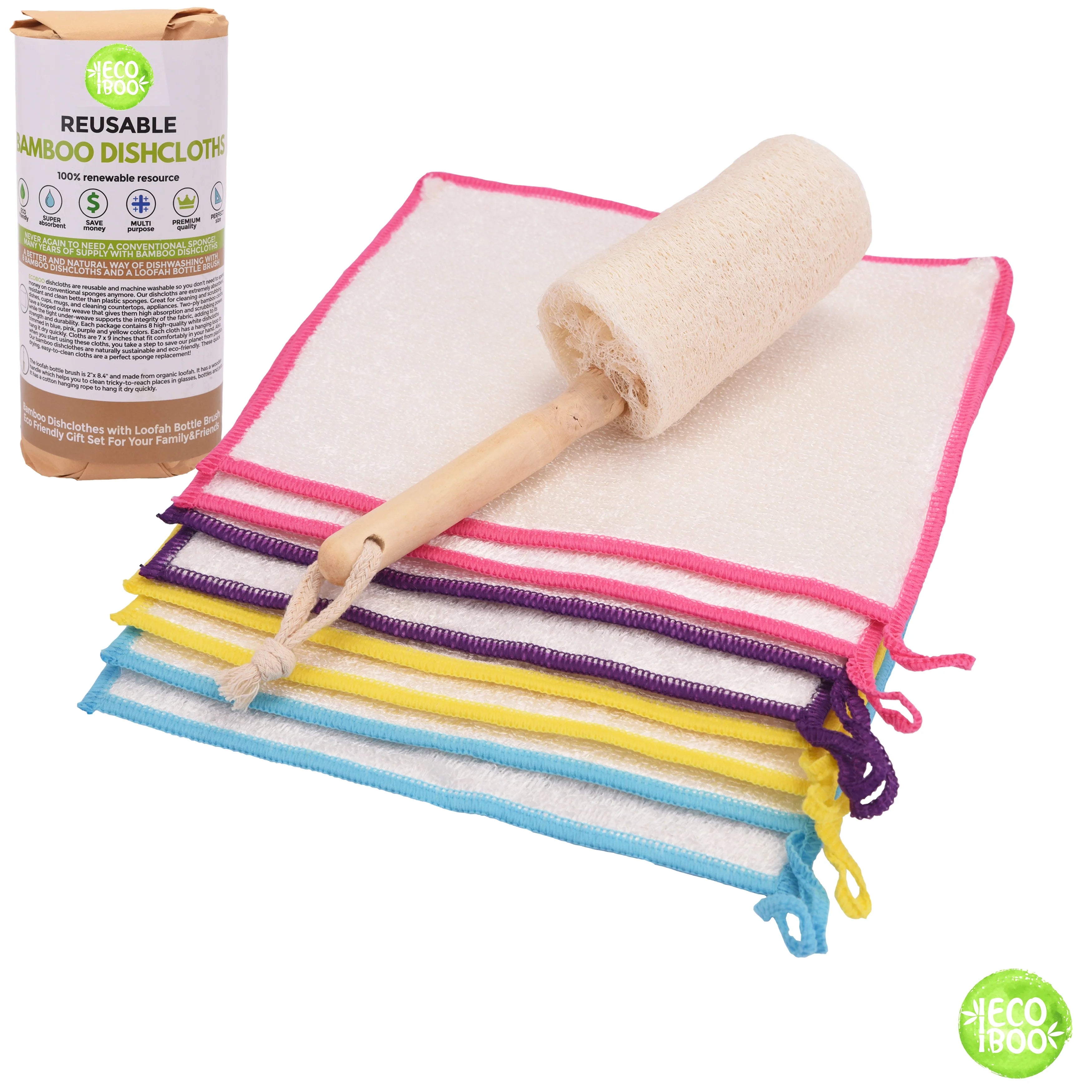 Premium Organic Bamboo Reusable Dishcloth Set