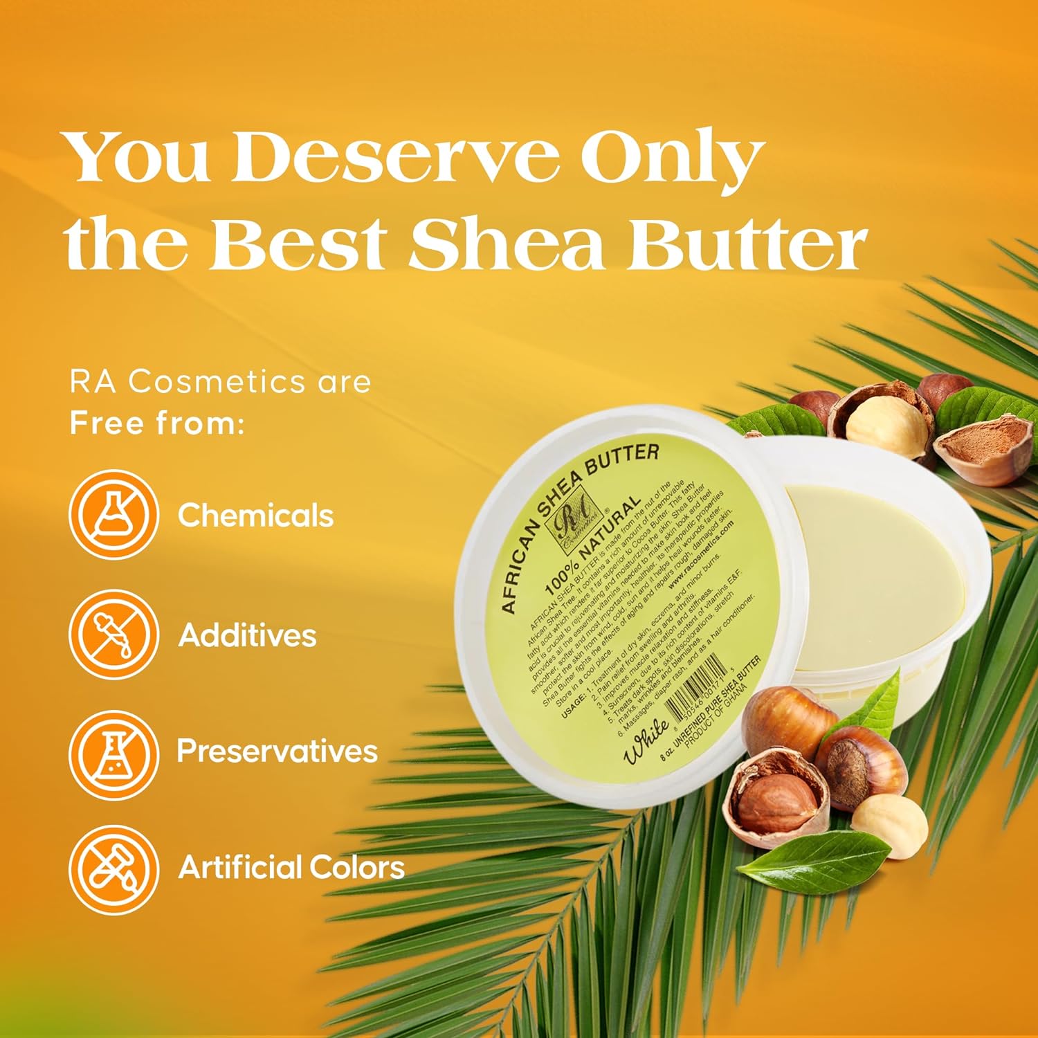 REAL African Shea Butter Body Moisturizer - Pure Raw Hydration, 100% Unrefined - 8oz