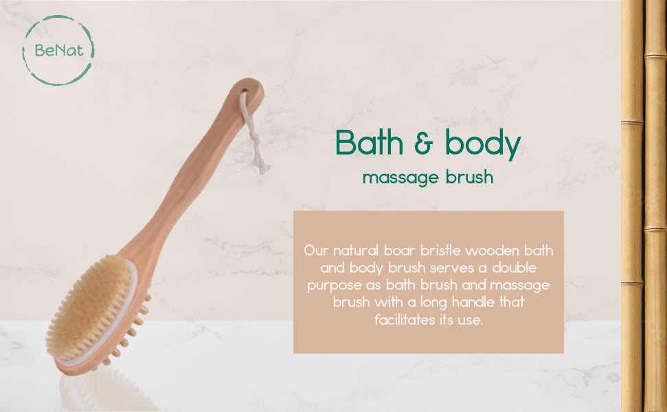 Wooden Bath & Body Brush | Boar Bristle, 13.7 in