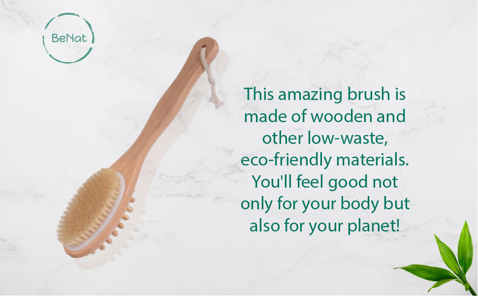 Wooden Bath & Body Brush | Boar Bristle, 13.7 in