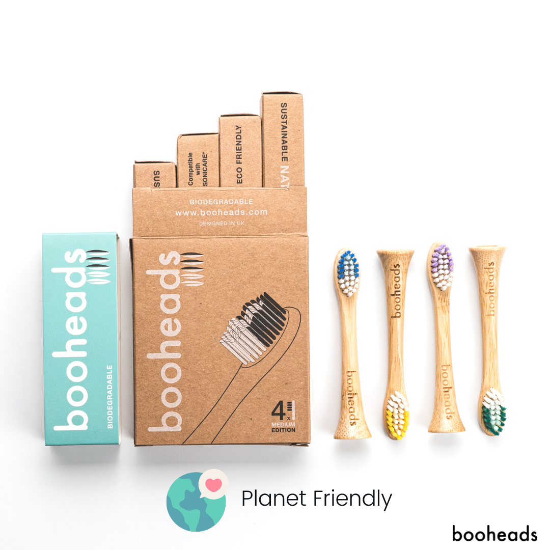 Multi-Colored Bamboo Electric Toothbrush Heads | 4 Pieces