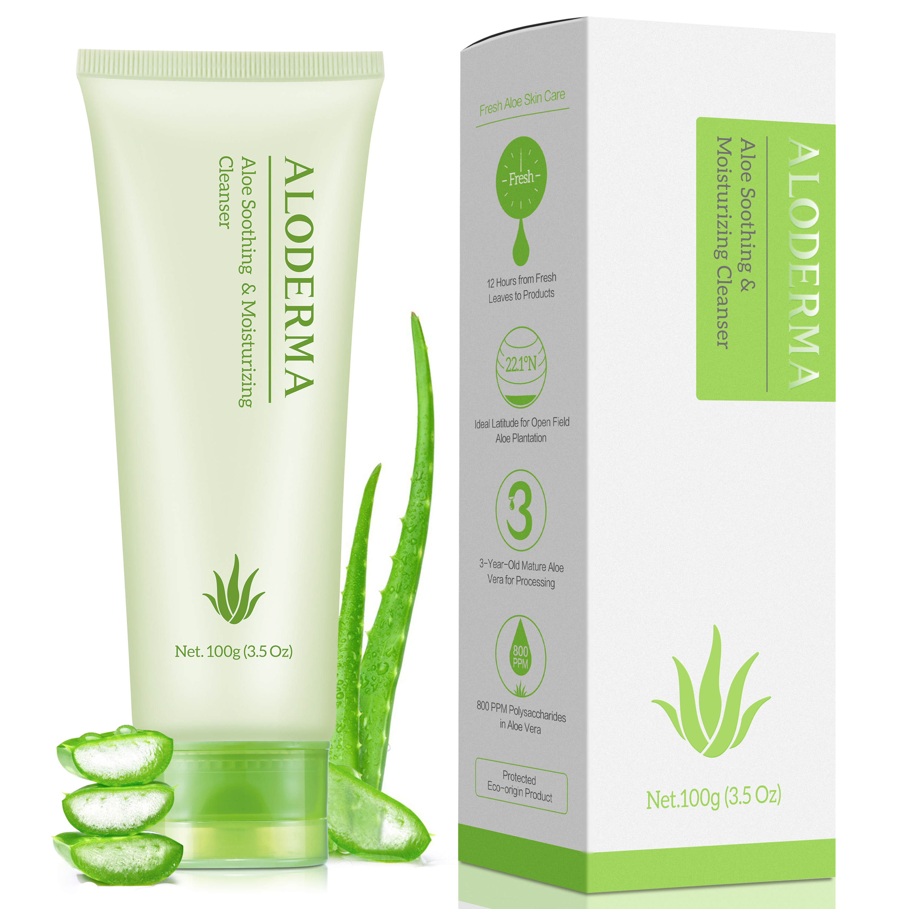 Face Wash | Gentle & Nourishing, 76% Organic Aloe Vera, 3.5oz