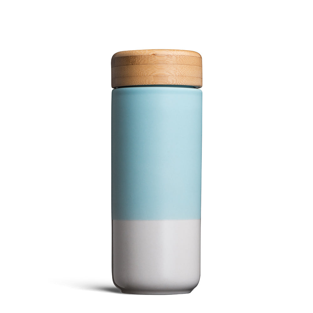 Insulated Ceramic Mug | 12oz, Bamboo Lid, Double-Walled