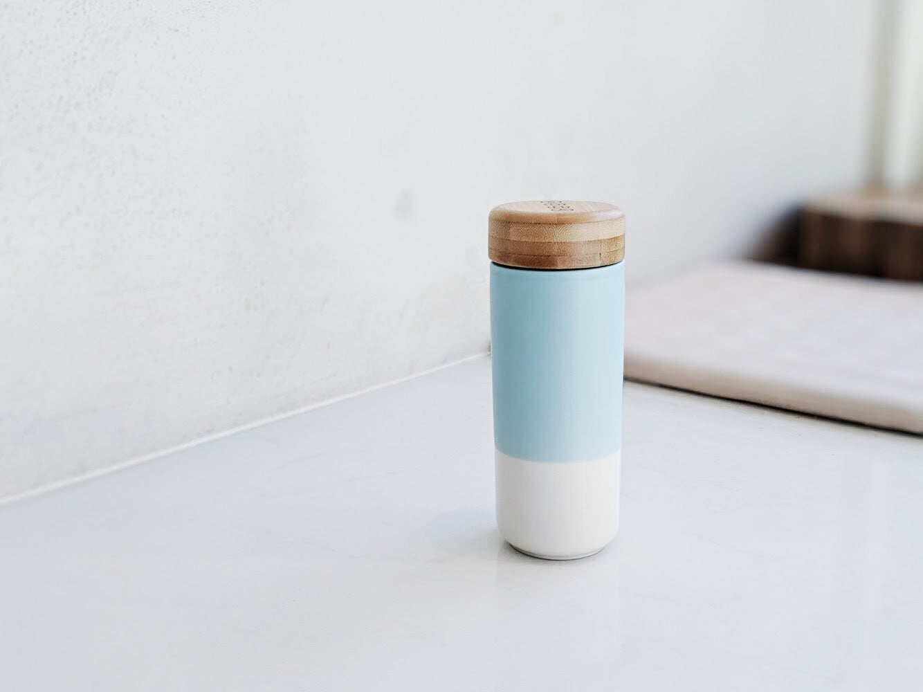 Insulated Ceramic Mug | 12oz, Bamboo Lid, Double-Walled