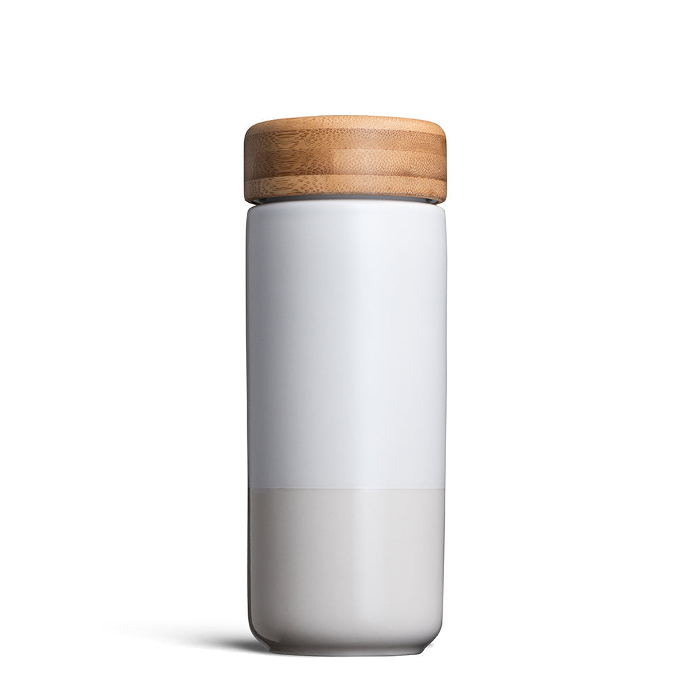 Insulated Ceramic Mug | 12oz, Bamboo Lid, Double-Walled