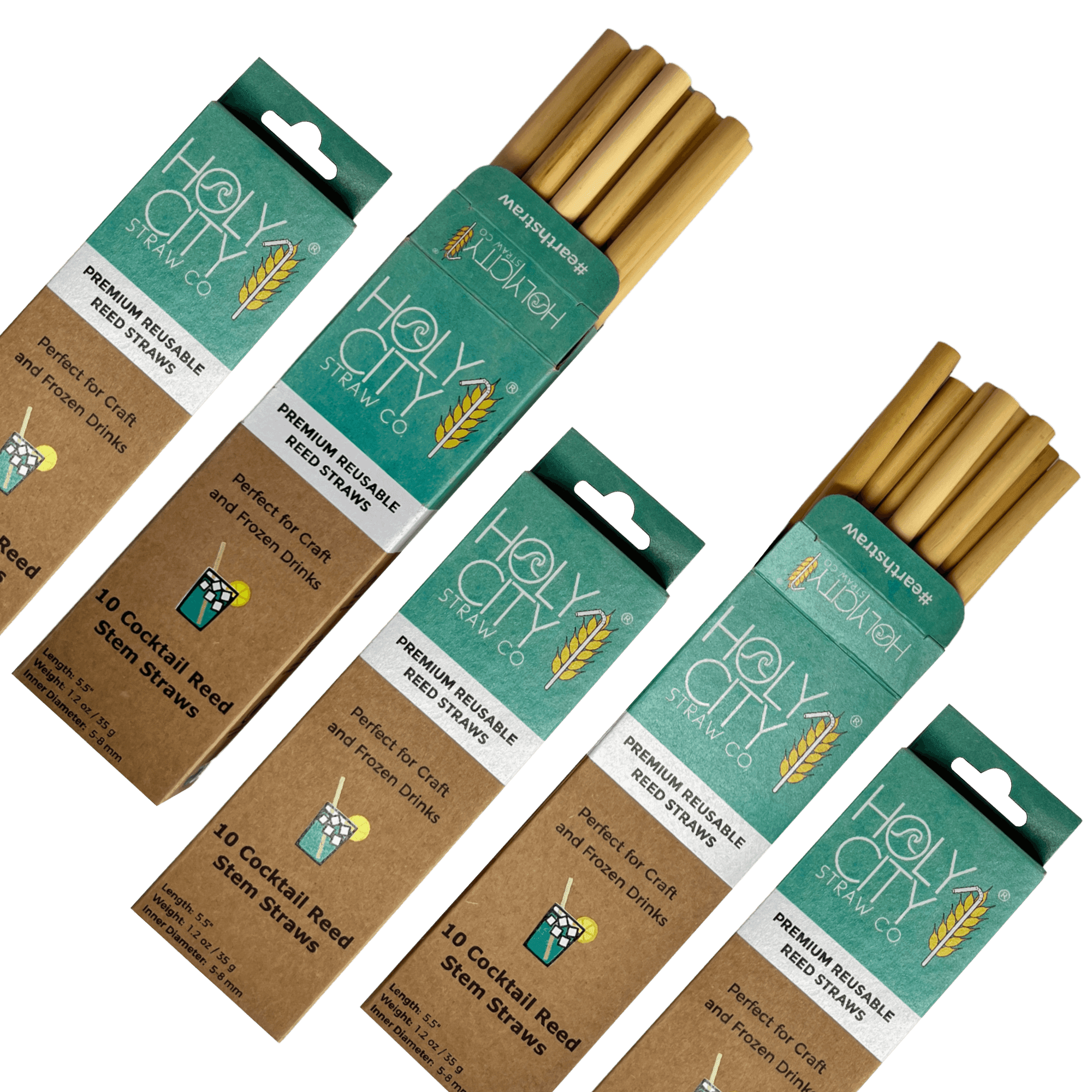 Cocktail Reusable Reed Straws - 5 Pack Bundle