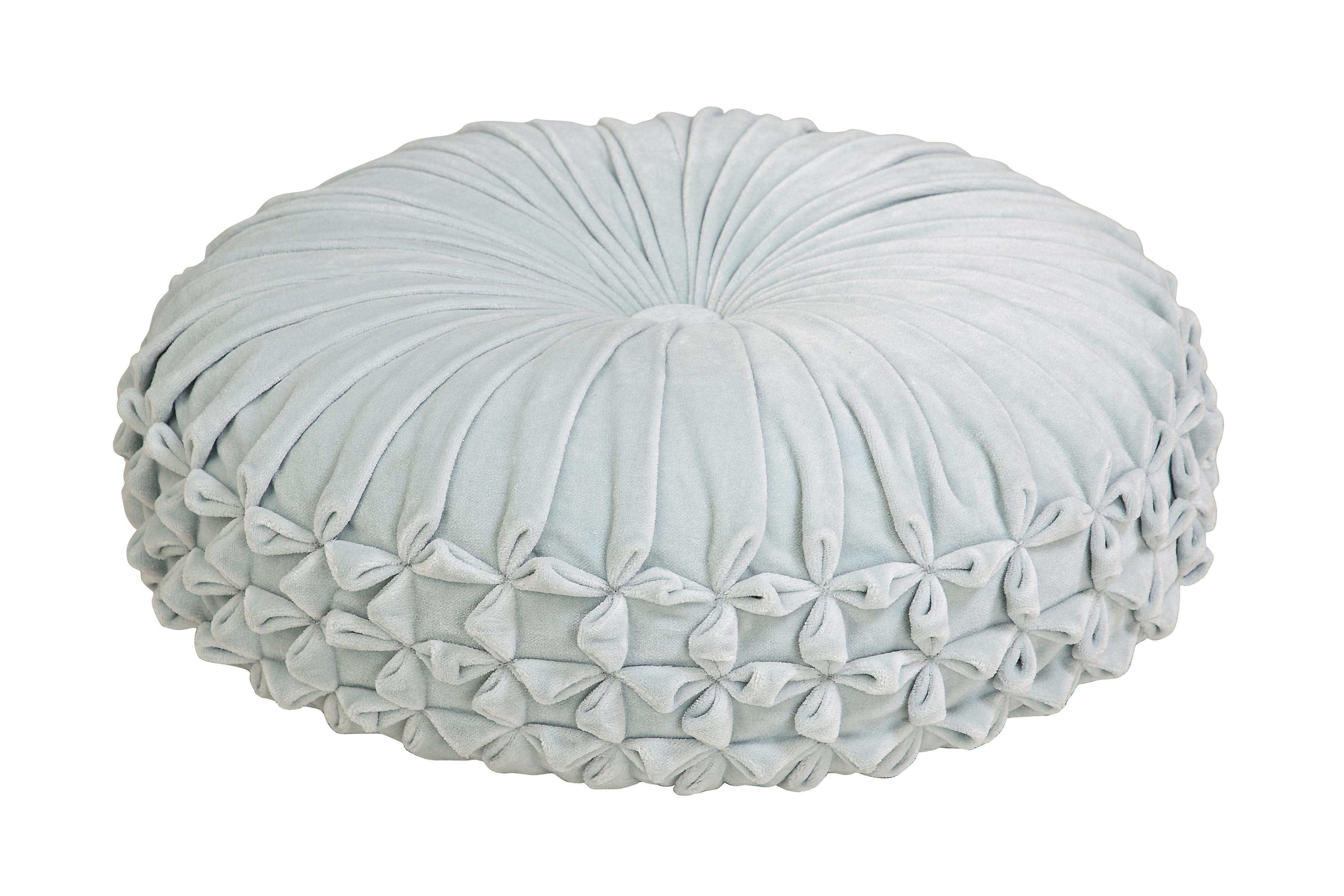 Velvet Round Pillow - Light Blue - 16 Inch