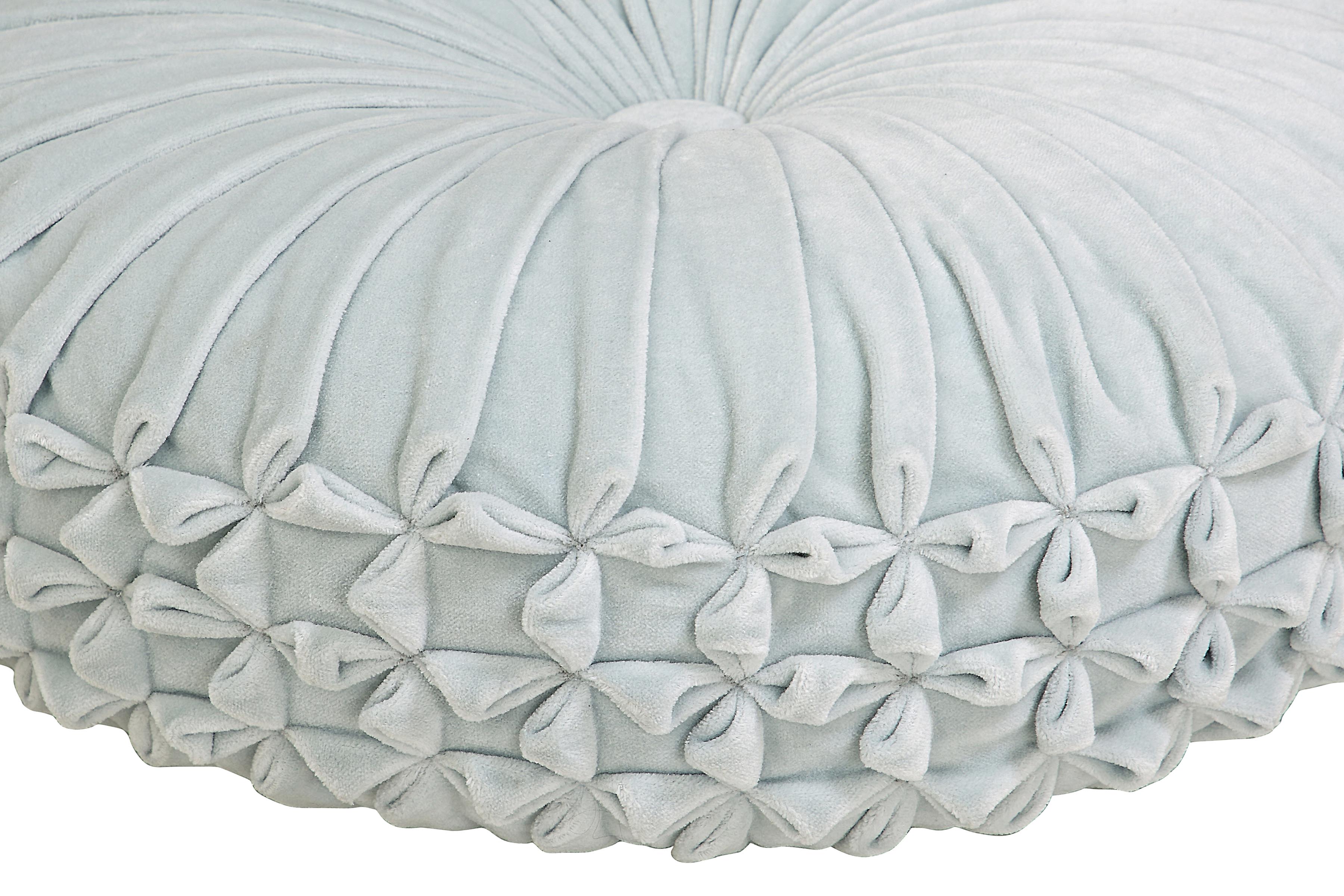 Velvet Round Pillow - Light Blue - 16 Inch