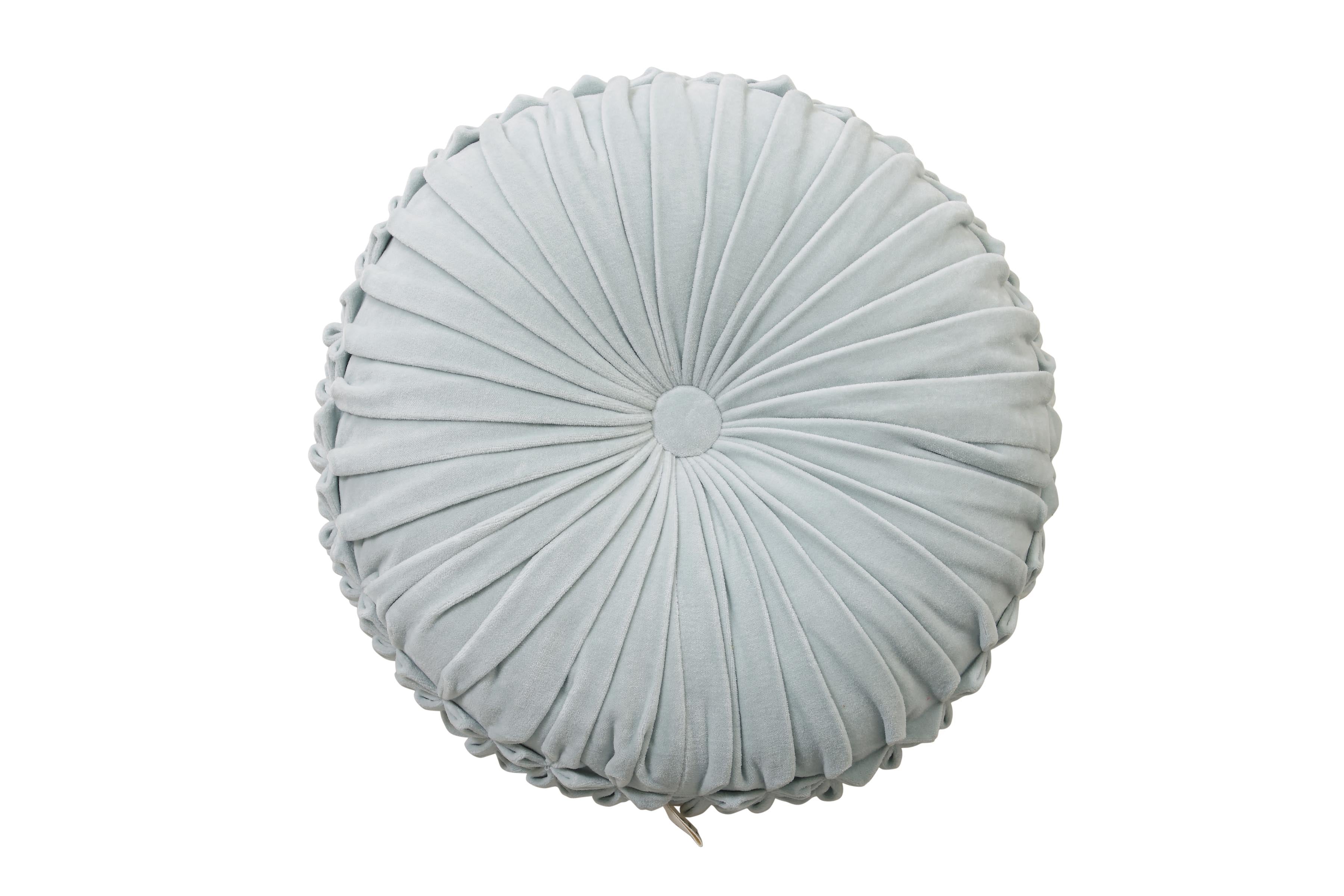 Velvet Round Pillow - Light Blue - 16 Inch