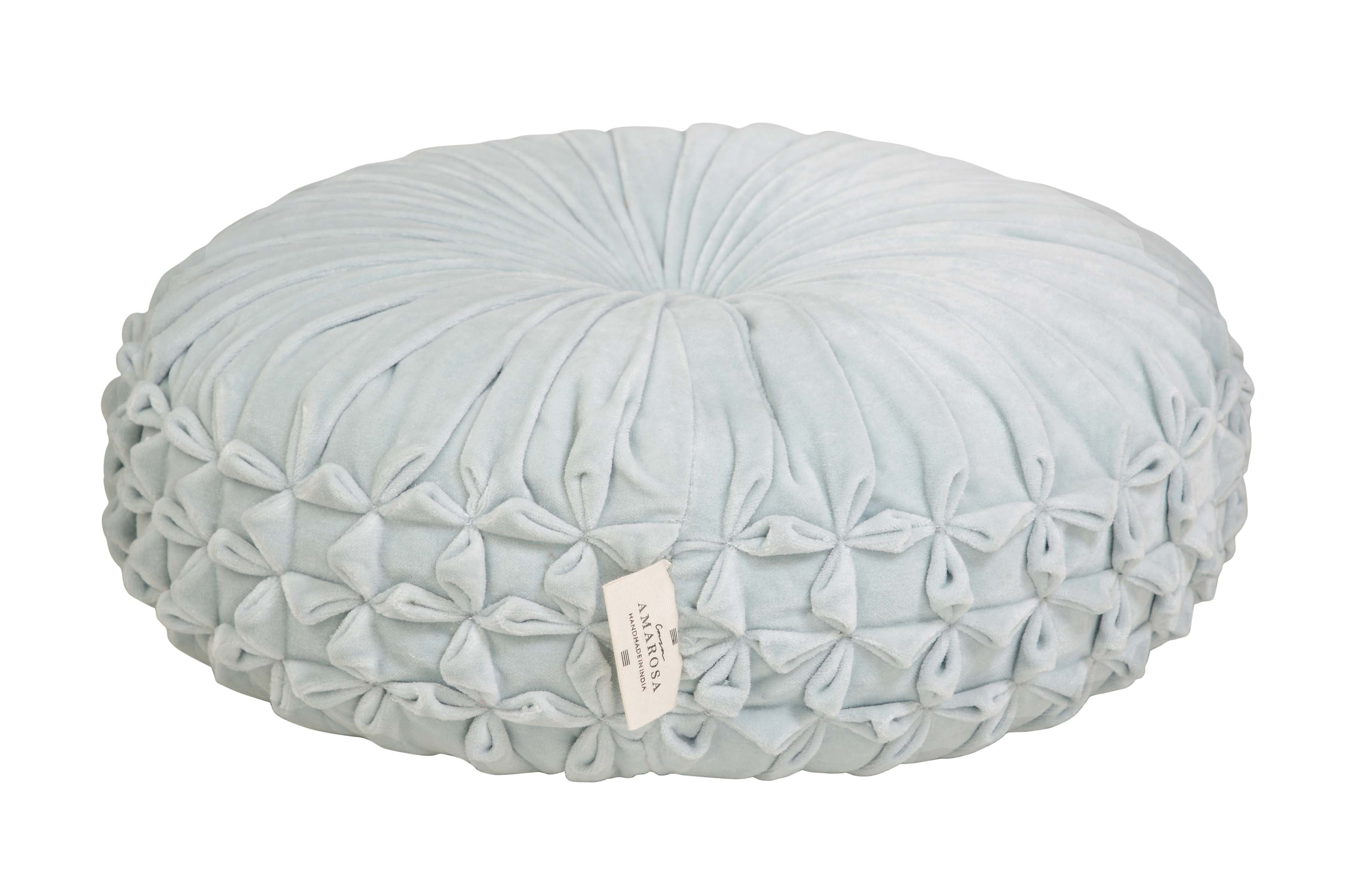 Velvet Round Pillow - Light Blue - 16 Inch