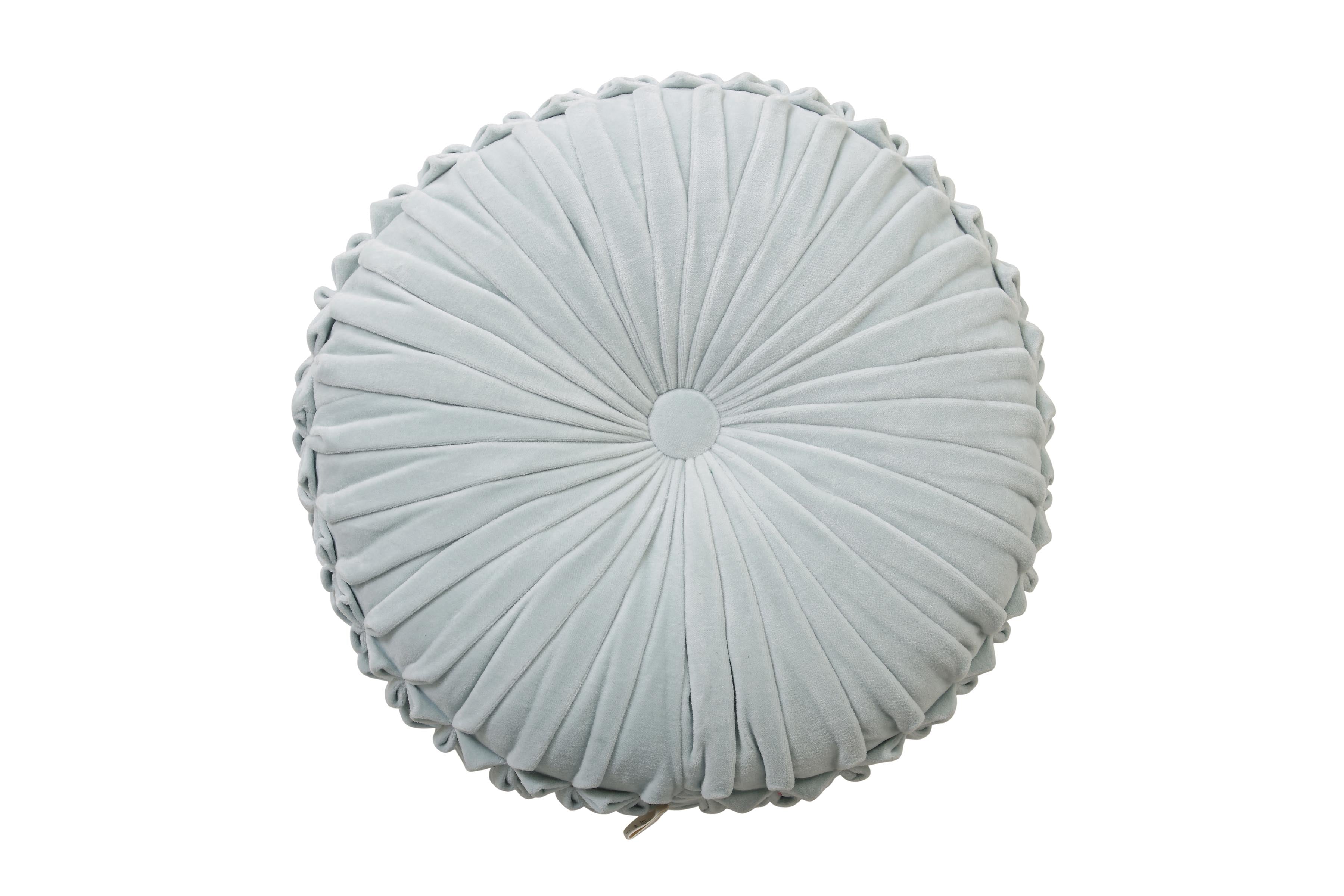 Velvet Round Pillow - Light Blue - 16 Inch