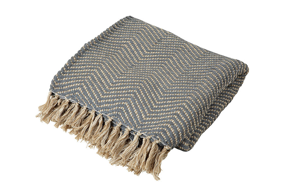 Kaya Chevron Throw Blanket - Blue & Cream - 50x70 Inches