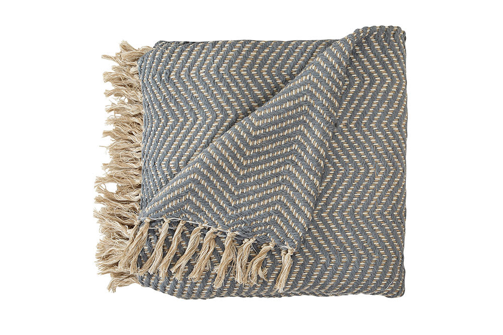 Kaya Chevron Throw Blanket - Blue & Cream - 50x70 Inches