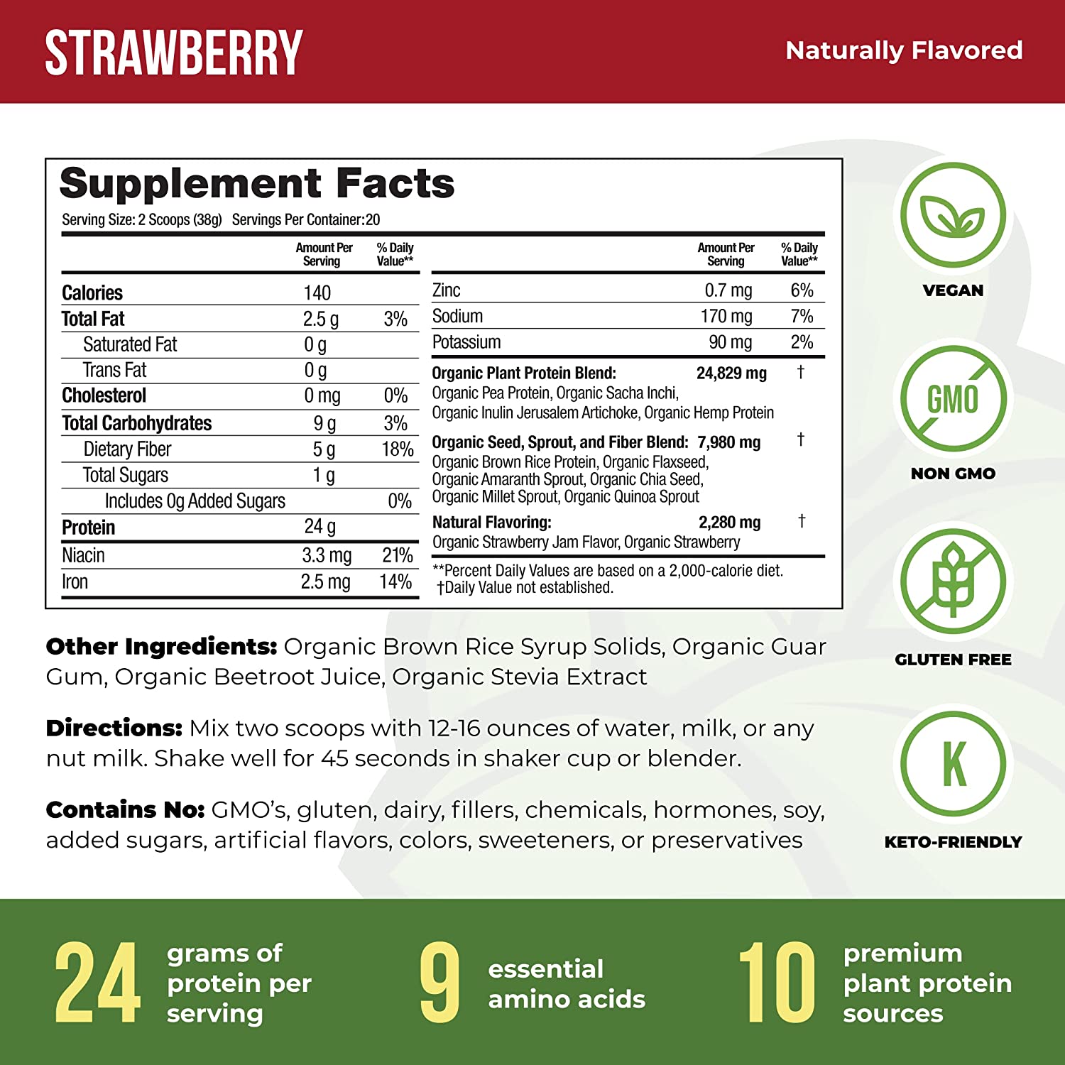 Organic Vegan Protein - Strawberry